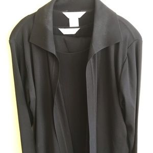 Three piece black pants suit elastic waist